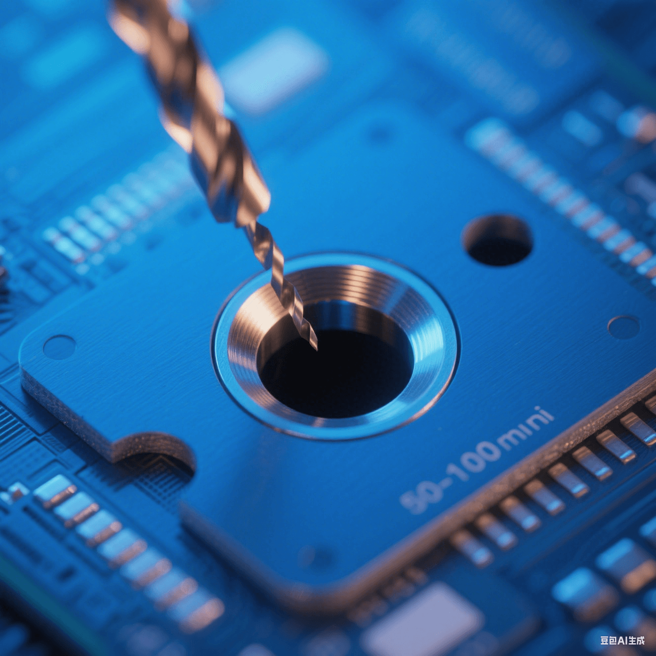 HDI 技術(shù)中的激光微孔，包括微盲孔和微埋孔。