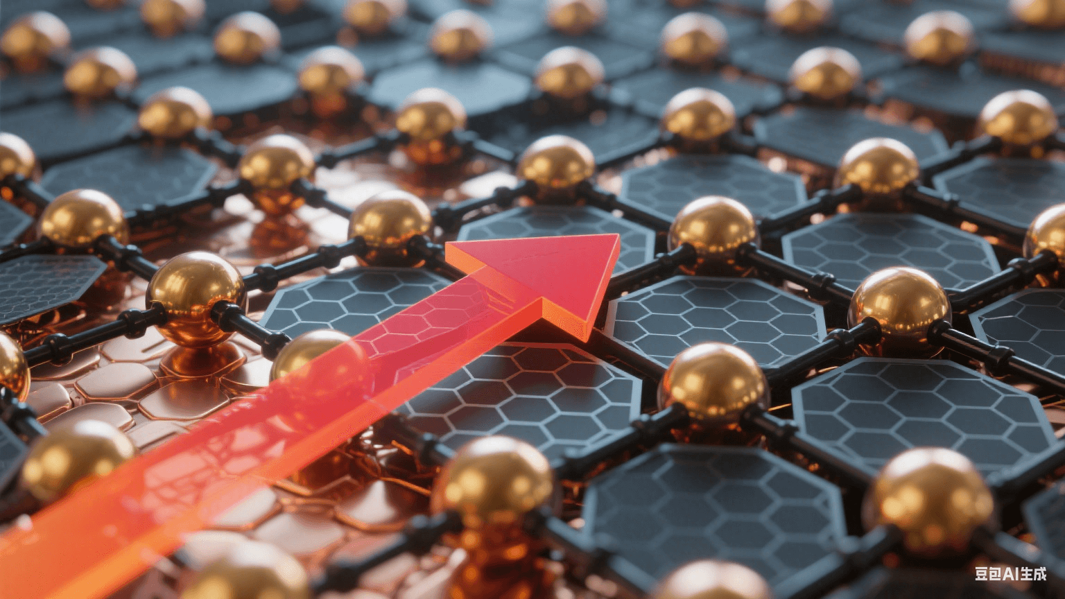 原子級(jí)科學(xué)建模風(fēng)的石墨烯片層與銅原子復(fù)合結(jié)構(gòu)模型示意圖