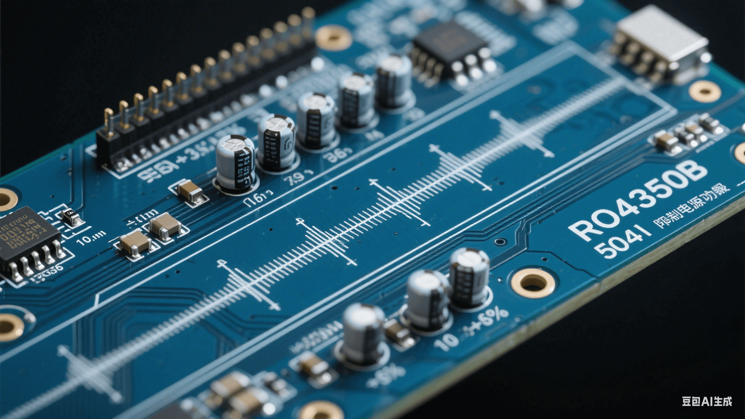 高頻測試板信號完整性設(shè)計：RO4350B基板內(nèi)50Ω差分微帶線（線寬公差±5%），0.1μF陶瓷去耦電容群抑制電源噪聲，10GHz正弦波在介電常數(shù)3.66介質(zhì)中傳輸
