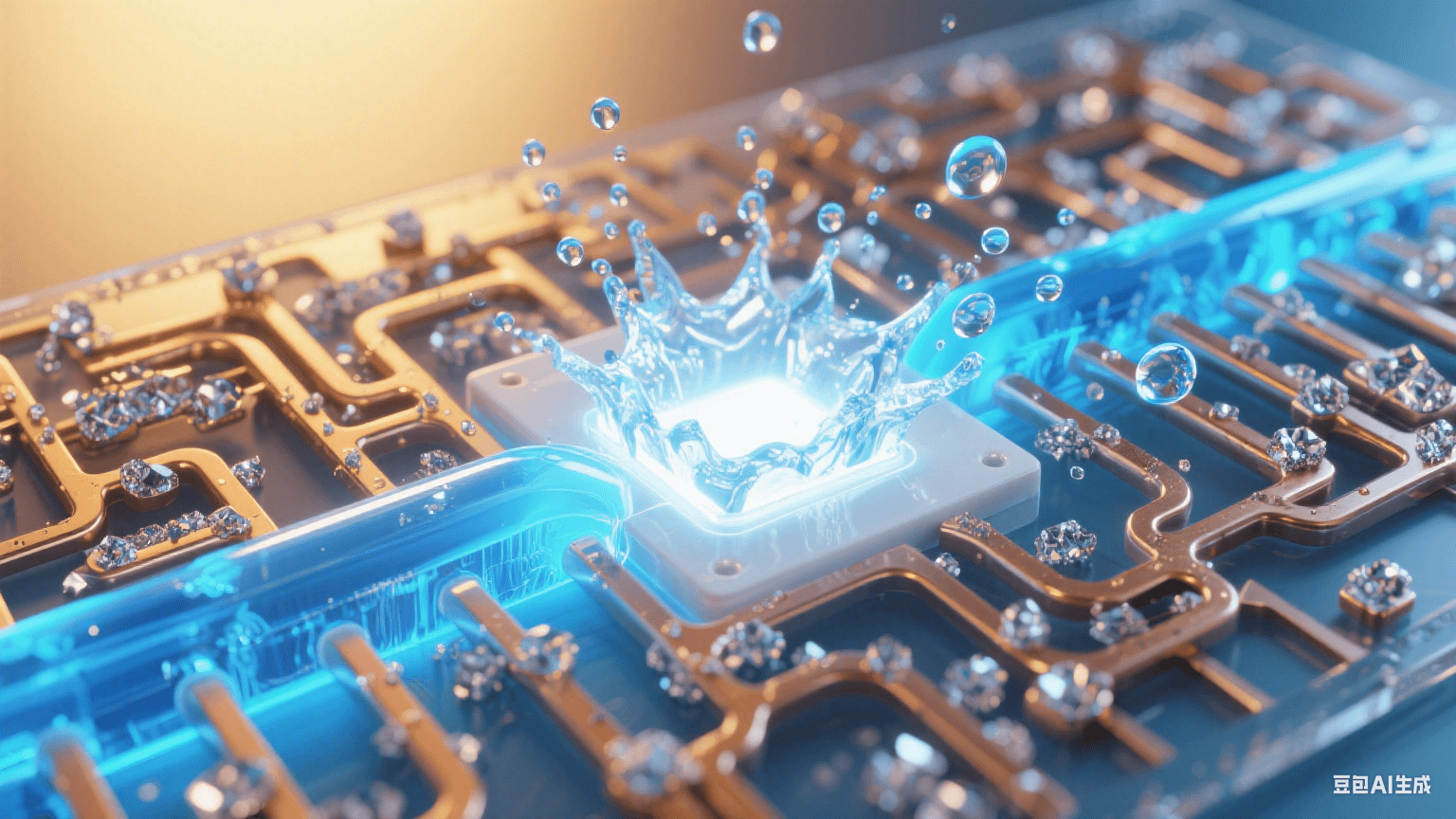 展示透明陶瓷基板內(nèi)部的冷卻液流動(dòng)與熱交換效果