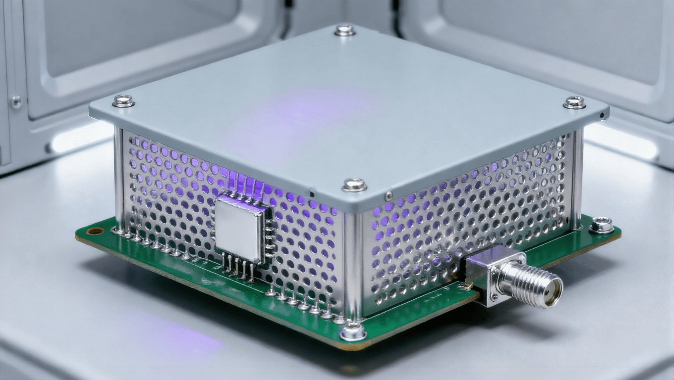 射頻前端 PCB 屏蔽防護場景，過孔墻 + 金屬屏蔽罩實現(xiàn) 70dB@10GHz 隔離度
