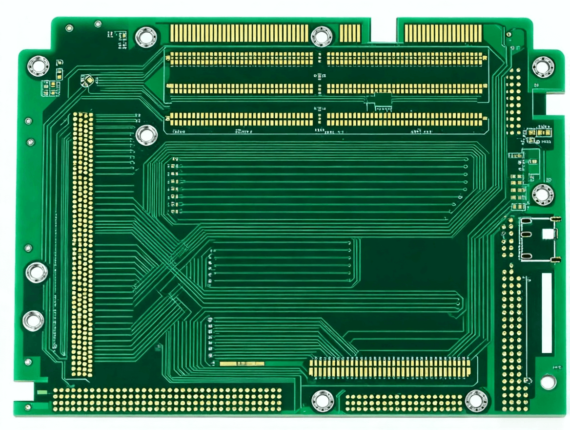 工業(yè)級(jí) PCB 電路板特寫，厚銅布線與抗干擾結(jié)構(gòu)