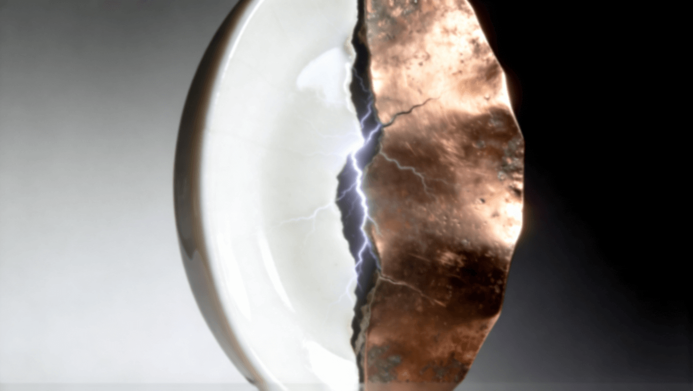 陶瓷與金屬材料特性對比示意圖，表現(xiàn)兩者在熱膨脹與結(jié)合性上的本質(zhì)差異