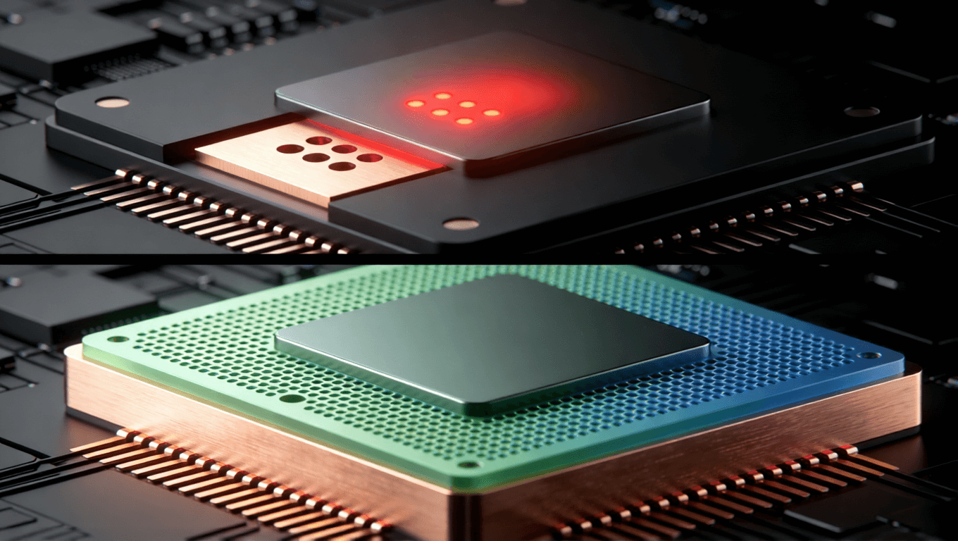 銅基板優(yōu)化前后導(dǎo)熱孔布局與銅層厚度對散熱效果的影響對比圖