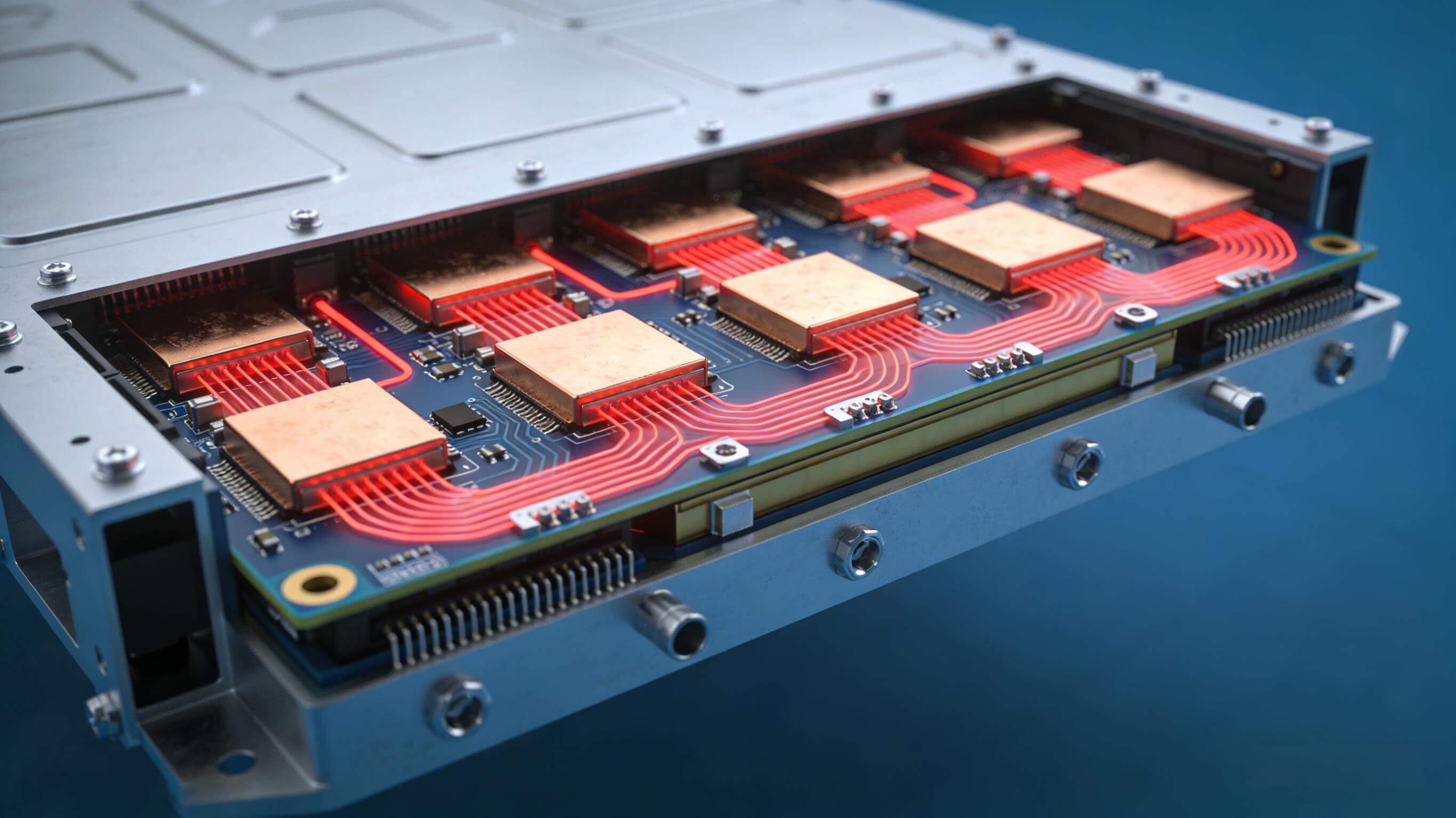 高功率儲(chǔ)能PCB液冷散熱與銅塊嵌入結(jié)構(gòu)示意圖