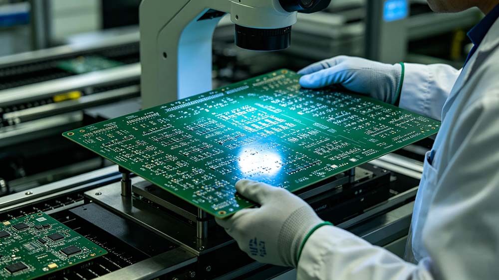 無鹵PCB核心定義與阻燃原理 工程師在無塵車間檢測電路板特寫封面